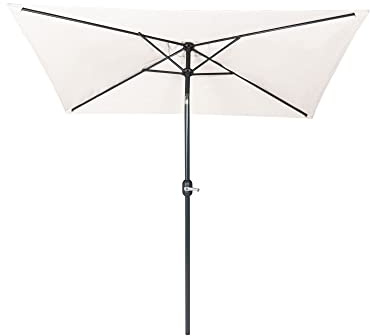 paramondo parajuna Sonnenschirm Kurbelschirm Knickbar, Stabiler Stahlmast, wasserabweisende Bespannung, Rechteckig, 2,3 x 1,3 m, Weiß