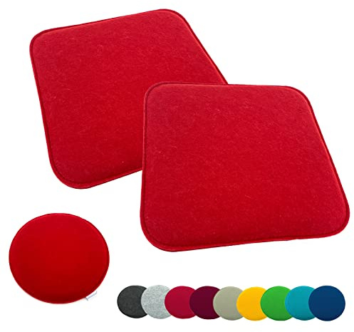 heimtexland ® 2er Pack Sitzkissen Filz Stuhlkissen Bodenkissen Polster Stuhlauflage Indoor Outdoor Kissen eckig Typ631 Filzkissen rot 35x35 cm 2 Stück