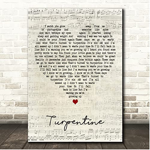 Fingerprint Designs Turpentine Script Heart Song Lyric Print
