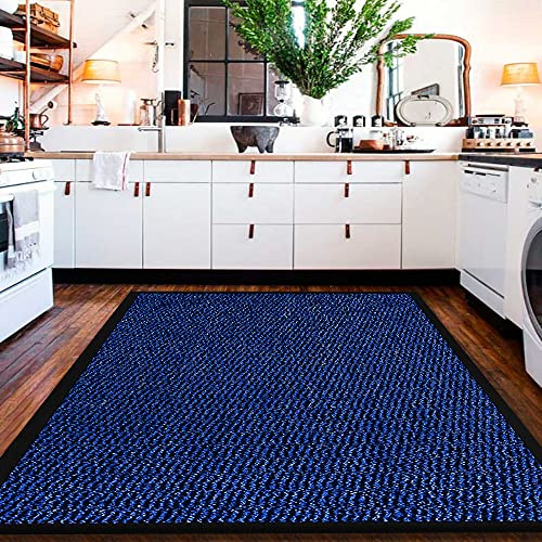 Large Carpet Mat Waterproof Non Slip Strong PVC Backing Floor Mat - Blue, 120 x 150 cm - High Traffic Area Rug Dirt Trapper Muddy Paws Rug