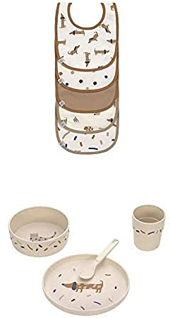 LÄSSIG Baby Kleinkind Lätzchen Set (5 Stk.) Klettverschluss Baumwolle wasserdicht/Value Pack Bib