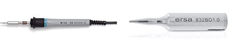 ERSA Lötkolben Basic Tool 60 für Lötstation Analog60 und MS6000 60 Watt 0670CDJ & Ersadur Dauerlötpsitze, gerade, bleistiftspitz, 1,0 mm, 0832BD