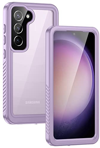 Lanhiem für Samsung Galaxy S23 Hülle IP68 Wasserdicht Stoßfest | Handyhülle 360 Grad Ganzkörper, Staubdicht Schneefest Outdoor Panzerhülle, mit Eingebautem Displayschutz, Violett