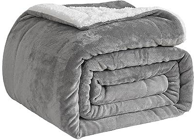 Good Nite Überwurfdecke, Sofaüberwurf, 230 x 270 cm, Flauschige Fleece-Decke, Sherpa-Decken für Sofas, Tagesdecke, Reisedecke, weich, maschinenwaschbar (Super-King-Size-Bett, Grau)