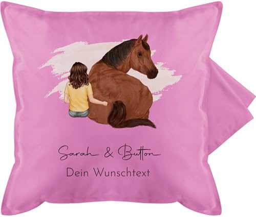 Kissenbezug - Pferd - Pferdemädchen Namen - Pferde Mädchen Geschenk - 50 x 50 cm - Pink - Horse Gift pferdekissen Reiter pferden kuschelkissen Geschenke Kissen pferdemotiv pferdeliebhaber