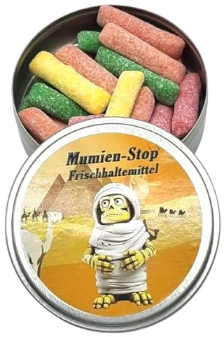 Mumien-Stop Frischhaltemittel aus der Dose, Nervennahrung, Geschenk zur Entspannung, Spaßgeschenk (Hitschies Sour Mix) Süßigkeit