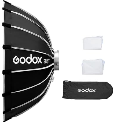 Godox S85T 85 cm/33,5 Zoll Schnellverschluss-Schirm-Softbox, abnehmbare Faltbare Softbox mit Standard-Bowen-Halterung und Diffusoren für Fotografie, Speedlite, Studio Flash, Monolight