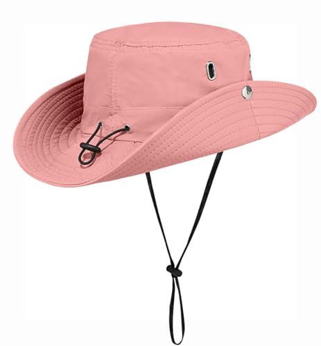 Rayson Sonnenhut Herren Damen Boonie Hut mit Breiter Krempe UV Schutz Fischerhut Faltbar Bucket Hut Sommer Safari Hut für Anglerhut Gartenhut(Rosa)