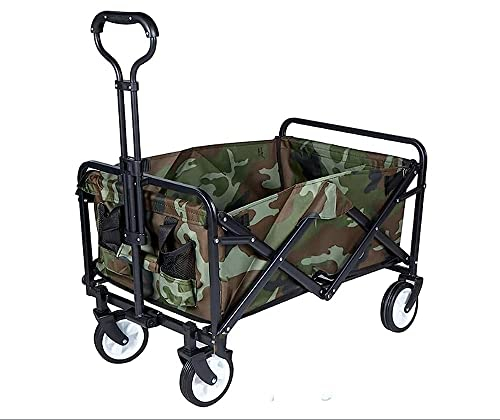 LXYDPZ Zusammenklappbarer Tragewagen, zusammenklappbarer Wagen, Campingwagen, zusammenklappbare Rollbuggys, Outdoor-Sport-Tragewagen – für Camping, Strand, All-Terrain/Rot (Grün)