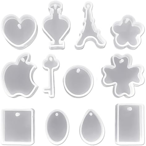 ZBHDEYG 12-Teiliges Gussformen-Set, Epoxidharz-Form, Blumen-Tropfenform, Bastelform, DIY-Halskette, Ohrring-Formwerkzeug, Harz-Silikonform-Anhänger