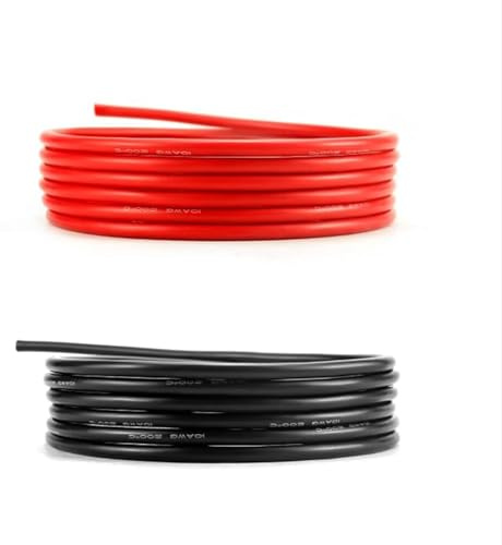 BUYGOO 10AWG 5.3mm² Silikon Elektronik Kabel - 2,5M Schwarz und 2,5M Rot - Silikondraht elektrisches Kabel, Batterie-Elektrokabel, Ultraflexibles Silikonkabel, für RC-Autos, Boote, Drohnen, LED-Licht