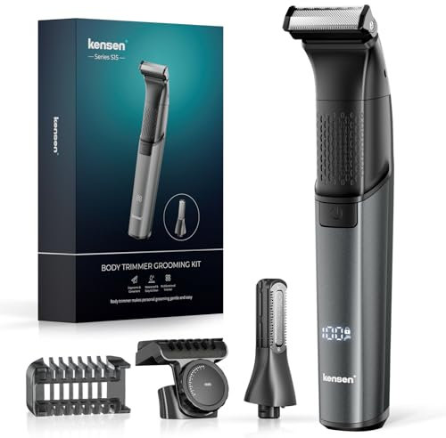 kensen Rasoio Elettrico Corpo Uomo Impermeabile Rasoio Corpo Uomo 2 In 1 Depilatore Intimo Wet&Dry Tagliapeli con Pettini Regolabili 1-10mm per Arti & Torso & Dalla Vita in Giù 100 Minuti di Autonomia