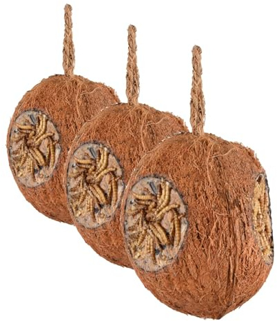 FLAMINGO Noix de Coco avec 3 Trous de Farine - Nourriture pour Oiseaux Sauvages (Lot de 3)