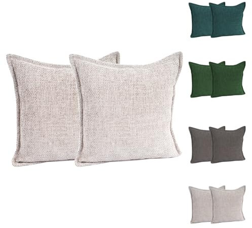 Mojawo 2er Set Chenille Kissenbezug Kissenhülle Dekokissen Bezug Top Qualität Strapazierfähiges Polyester 45x45cm, Farben:Petrol