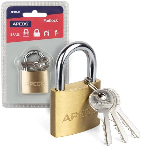 APECS PDB-04-50 - Candado para exteriores y uso interno con 3 llaves, 50 mm, cerradura de sótano, cerradura de contenedor, cerradura de seguridad con grillete estándar