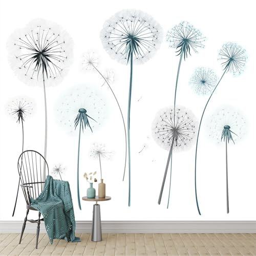 Papel pintado mural Patrón de línea floral vectorial papel pintado no tejido Azul Adecuado para habitación infantil, salón y dormitorio 250 x 175 cm papel pintado mural