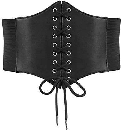 SUOSDEY Damen Korsett Gürtel Vintage Elastischer Breiter Waspie Taillengürtel XS-XXXL 7 Größe Halloween Punk Tägliches Tragen
