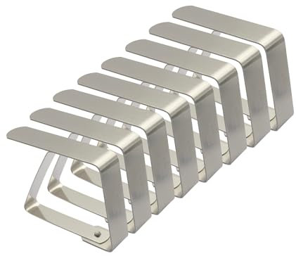 EesTeck 8 Pack Stainless Steel Tablecloth Clips Outdoor Table Cover Clamps Weddings Party Picnic Camping Table Cloth Holders