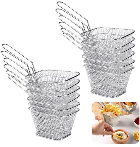EUIEUT Set med 12 pommes frites-korgar i rostfritt stål