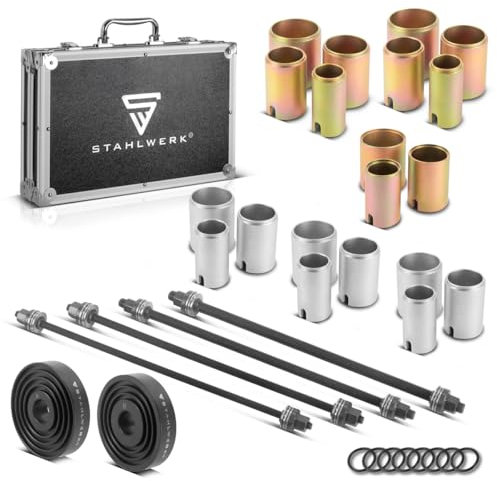 STAHLWERK Kit d'extracteur de roulement de douille | Outil de roulement silencieux | Extracteur de roulement de roue | Outil de roulement de douille | Kit d'outils de 27 pièces pour le montage et le