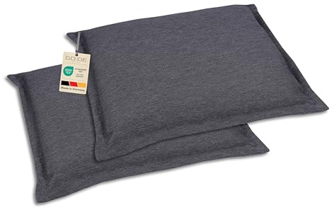 GO-DE Textil Bequeme und attraktive Polsterauflagen für Hochlehner-, Mittellehner- und Niederlehner-Gartenstühle (2er-Set, Uni Anthrazit, Hockerauflage)