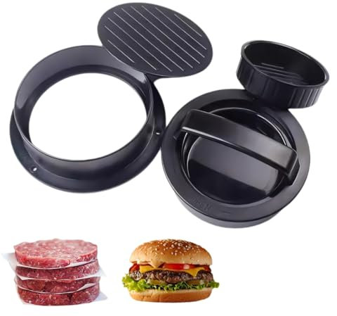 Jwthee 3 in 1 Stuffed Burger Press, Hamburger Press Patty Maker Non Stick Hamburger Press Sausage Patty Press Kitchen Gadgets for Meat Beef Veggie