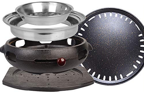 Barbecue au Charbon de Bois sans fumée pour Usage Domestique et Commercial - Poêle en Fonte multifonctionnelle pour Barbecue et Cuisine en extérieur