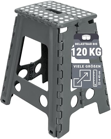 ZOLLNER Klapphocker 100% Kunststoff, 29x22x45 cm, anthrazit/weiß
