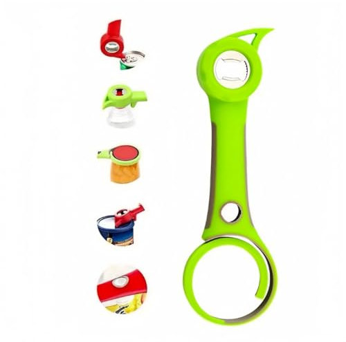 6-in-1 Multi-Öffner Hilfsmitte für Senioren, Küchengeräte, Glasöffner, Deckelöffner, Dosenöffner mit Verschluss, Flaschenöffner, Kronkorkenöffner