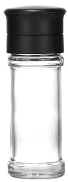 Juego de 4 molinillos de especias manuales, botella de vidrio reutilizable con cuchillas de cerámica ajustables para sal, pimienta, especias (capacidad de 50 g)