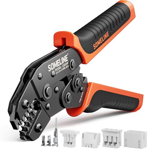 SOMELINE Micro Crimpadora 0,03-0,34mm² (32-22 AWG) para JST-SH 1,0mm, GH 1,25mm, ZH 1,5mm, PH 2,0mm, Molex PicoBlade 1,25mm, 51005/51006 2,0mm y Serie TE, Crimpadora de Carraca Paso 1,0-2,0mm