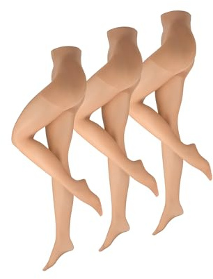 NUR DIE Damen Strumpfhose Goodbye Laufmaschen Shape 20 DEN 3-Pack - formende Feinstrumpfhose mit Laufmaschen-Schutz, elastisch, transparent & passgenau