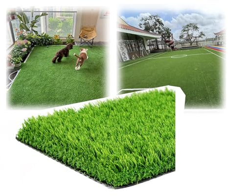 Rotolo di erba sintetica traspirante, tappetino realistico per patio e paesaggio, dimensioni personalizzate per palestra, terrazza, giardino, tappeto erboso resistente ai raggi UV (1 x 4 m)