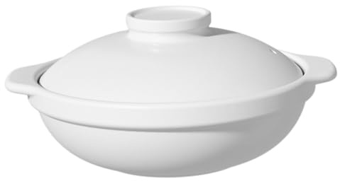 Hemobllo Cocotte Céramique avec Double Poignées Pot de Cuisson Résistant Haute Température pour Soupes Riz Braisé et Plats Mijotés Ustensile Pratique pour Cuisine Maison