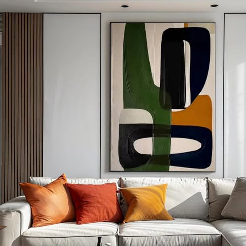 Grande œuvre d'art murale, peinture abstraite moderne noire, impression sur toile encadrée, décoration murale pour la maison 80x130cm(32x51in)