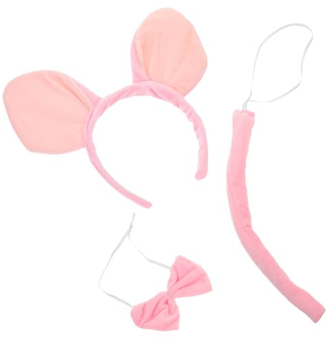 CIYODO Schweineohren Haarreif Satz mit Fliege und Schwanz Plüsch Tierstirnband Kostüm Zubehör für Kindergeburtstag Halloween und Fasching