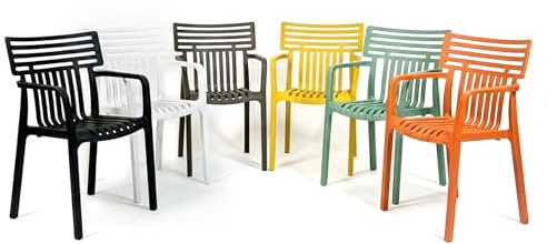 Floordirekt Gartenstuhl Sitwell mit Armlehnen – stapelbarer Designstuhl, anthrazit, wetterfest & UV-beständig, belastbar bis 200 kg, für Balkon, Terrasse & Garten