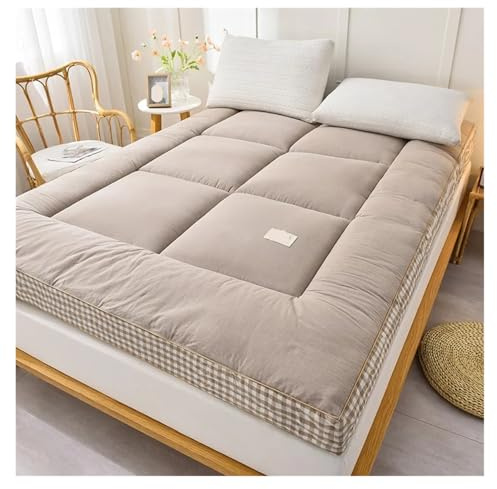 YANSHUYU Futon madrass bärbar liggmadrass, lätt, tatami, futon, mjukt tyg, enkel förvaring, hopfällbar futon-resemadrass (kaki, 1 st 120 x 200 x 10 cm)