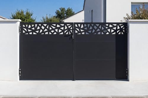 Casanoov Portail acier noir mat 3m NALI RUIVO H.160cm