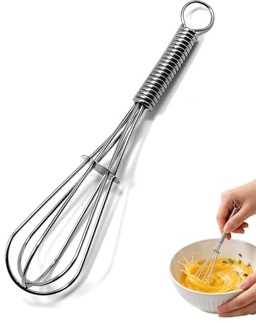 TOZBLEU Mini Batidor Manual de Acero Inoxidable para Batir Huevos y Mezclar, Varilla Cocina Pequeña y Resistente, Batidor Manual Pequeño para Repostería y Cocina