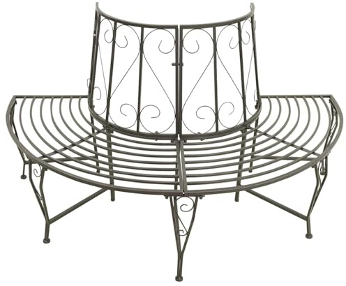 Fecpoo Banc d'arbre en acier - 160 x 80 x 89 cm - Gris argenté - Pour l'extérieur | Résistant aux intempéries, capacité de charge de 150 kg par siège, construction en acier stable, montage facile