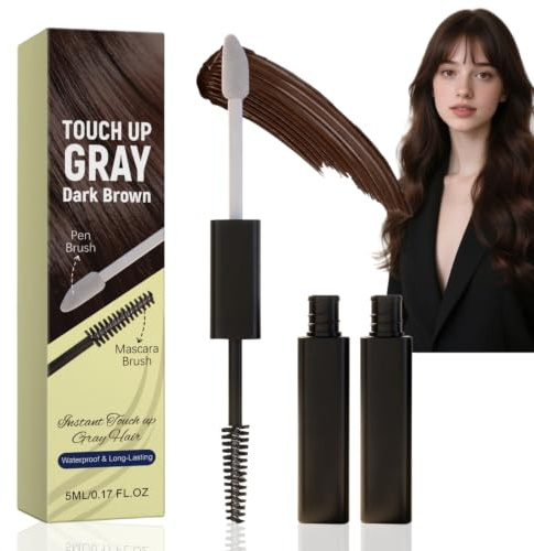 Haarmascara Grauhaarabdeckung Dunkelbraun,Schnelltrocknend Haar Mascara | Ansatzfarbe Dunkelbraun für Haaransatz Kaschieren,Graue Haare Abdecken,Hair Mascara Concealer Stift,Haarfärbemittel,Unisex
