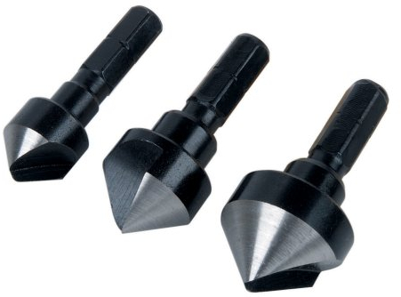 wolfcraft 3-tlg. Kegelsenker-Set I 2584000 I Für das Senken von Bohrlöchern für bündige Verschraubungen in Holz, NE-Metall und Kunststoff