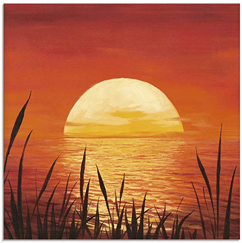 ARTland Wanddeko Glasbilder Wandbild Glas Bild einteilig 50x50 cm Quadratisch Natur Strand Küste Sonnenuntergang Ozean Sonne Maritim T4NG