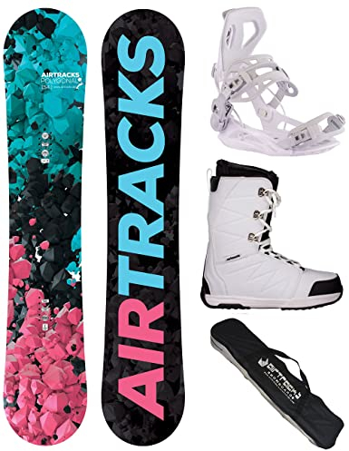 Airtracks Damen Snowboard-Set Freestyle Freeride Polygonal Hybrid Rocker 138 + Snowboard Bindung Master W + Snowboardboots Star W 39 + Sb Bag