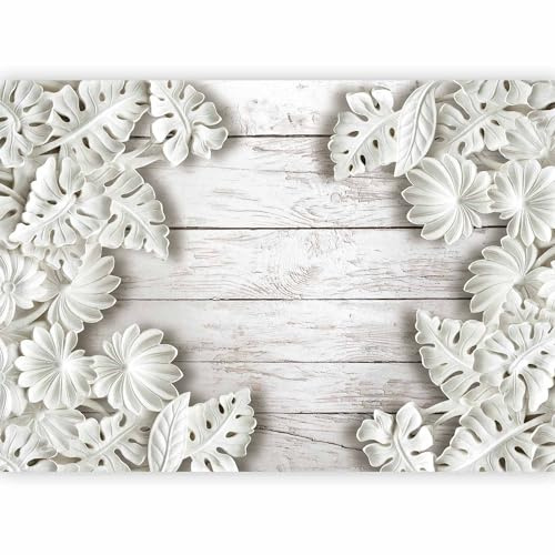 murando Fotomurales 350x256 cm XXL Papel pintado tejido no tejido Decoración de Pared decorativos Murales moderna de Diseno Fotográfico Flores Tablero Madera f-C-0095-a-a