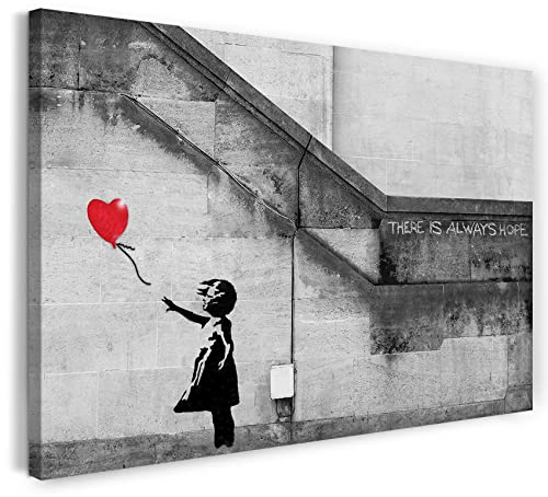 Printed Paintings Leinwand (80x60cm): Banksy - Balloon Girl Mädchen mit Luftballon Always Hope St