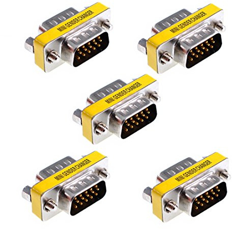 Oiyagai 5er-Pack VGA Stecker-auf-Stecker Adapter, DB15 HD15 Kupplung zur Verlängerung von VGA-Kabeln für Monitor, Projektor und PC