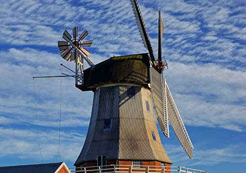 hansepuzzle 69387 - Windmühle Puzzle 130 Teile - Gebäude Puzzle mit hochwertiger Aufbewahrung: Kartonbox und wiederverschließbarem Beutel - Puzzle-Maße: 28,7 x 20 cm
