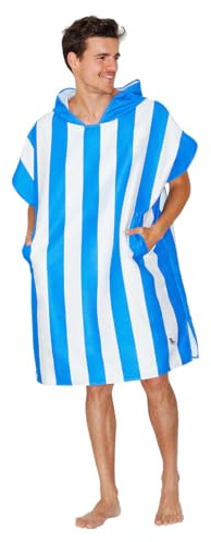 Dock & Bay Adult Beach Poncho - Hooded Towel with Deep Pockets - For Beach & Pool - Super Absorbent, Quick Dry - Cabana - Bondi Blue, Small (85x65cm, 33x26)